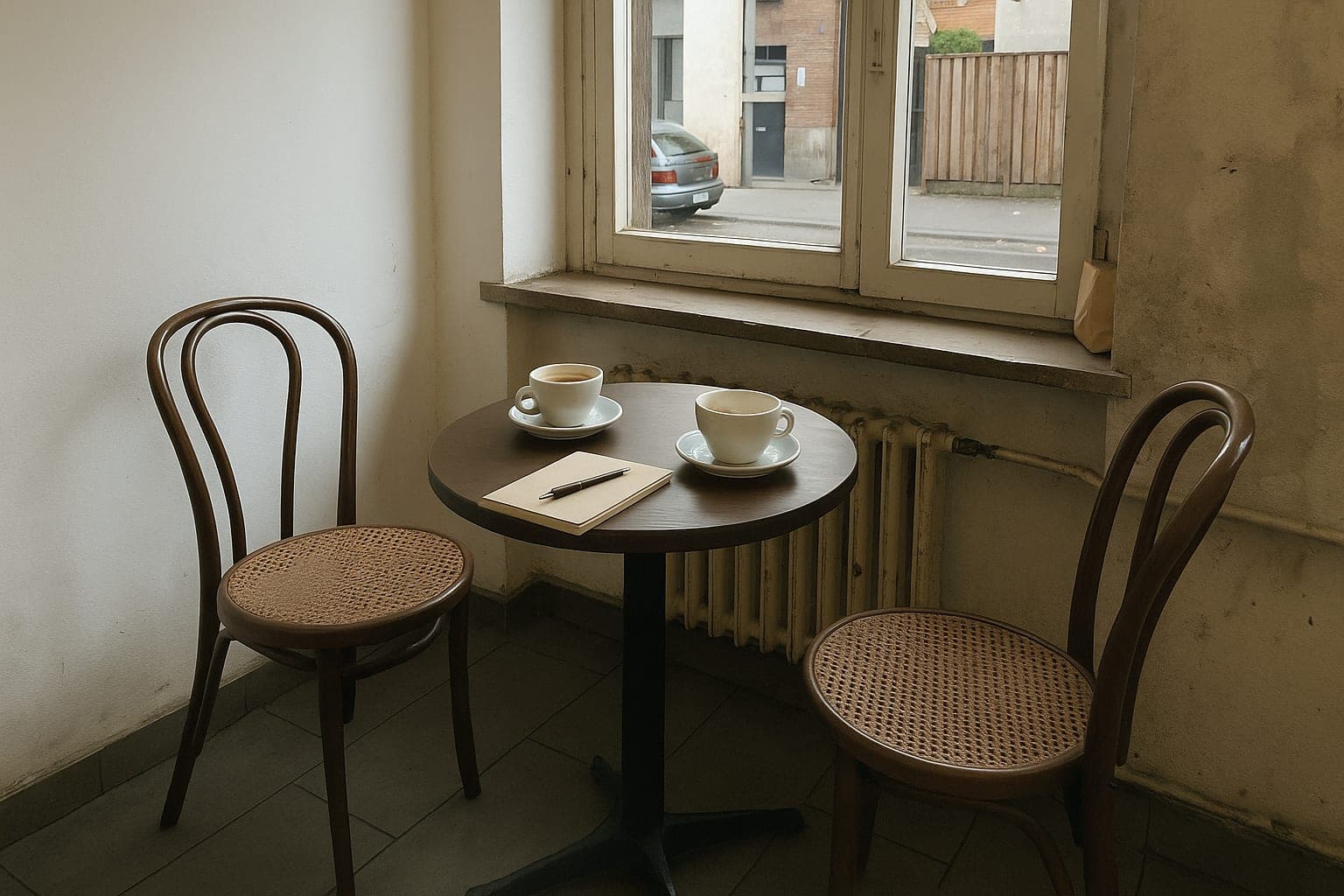 A quiet table for two where a travel advisor website replaces the paper quote