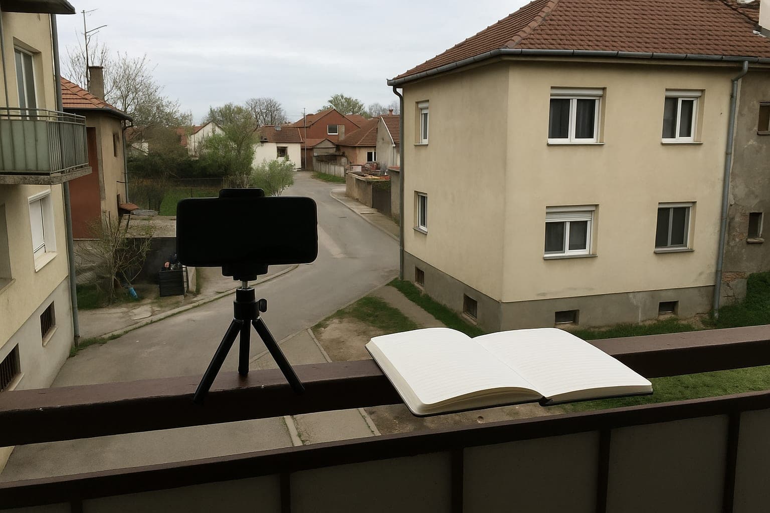 A phone on a tripod facing a view, the everyday setup behind a travel influencer booking website