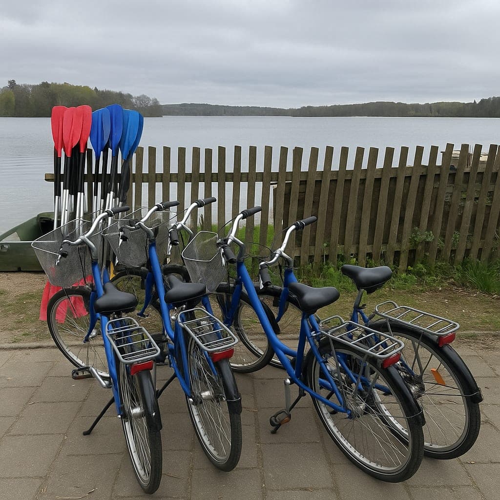 Activities Hired bicycles and paddles by a lake